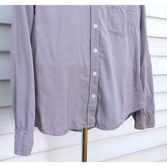 Vintage 2000s Xhilaration Lavender Gingham Button Front Cotton Top - Picture 3 of 6